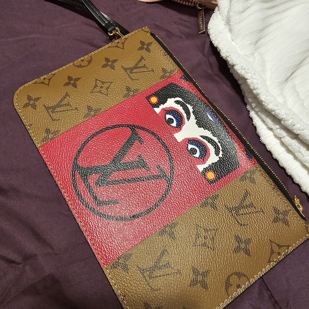 Louis Vuitton Monogram Pouch with Red Graphic